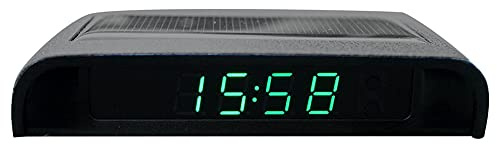 TOTMOX Solarenergiebetriebene LCD-Uhr für das Auto - Temperaturanzeige auf dem Armaturenbrett des Autos.