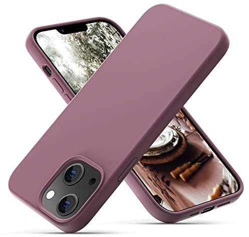 OitiYaa Silicone Case Compatible with iPhone 14 Plus Case 6.7 Inch,Soft Ultra Slim Protective Shockproof Liquid Silicone Phone Case with Anti-Scratch Microfiber Lining,Grape Purple