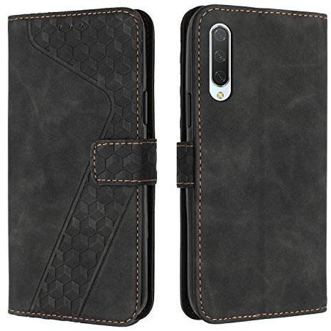 OKZone Kompatibel mit Xiaomi Mi 9 Hülle, PU Leder Handyhülle Tasche Wallet Schutzhülle Xiaomi Mi 9, Flip Cover Klappbar Stoßfeste Brieftasche Etui mit Magnet Kartenfach TPU Lederhülle (Schwarz)