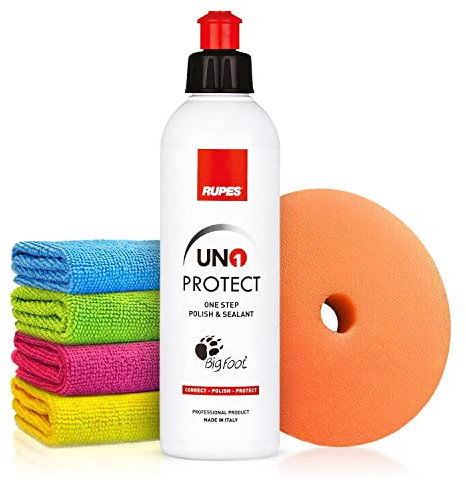 Rupes Uno Protect One-Step Politur (250ml) Autopolitur Set - Hochglanz-Finish mit Versiegelungsanteil an Carnauba Wachs - Für Exzenter oder Rotation - Hochglanzpoitur, Glanzpolitur | 6-teilig