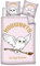 Parure de lit réversible Harry Potter - Hedwige la Chouette - -Hogwarts is my home- - Rose - 140 cm x 200 cm