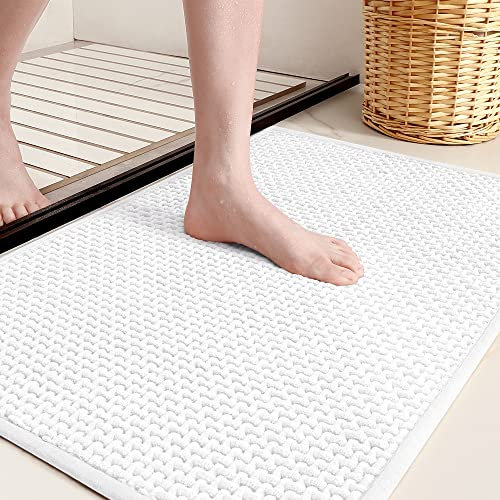 Color G Badteppich rutschfest Waschbar 40 x 60 cm, Weich Chenille Badezimmerteppich Super Saugfähig Badematte rutschfest Maschinenwaschbar Badvorleger für Dusche, Badezimmer, Badewanne - Weiß