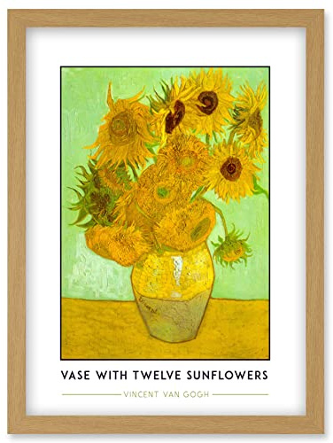 Wee Blue Coo Vincent Van Gogh Vase With Twelve Sunflowers Painting Artwork Framed Wall Art Print A4