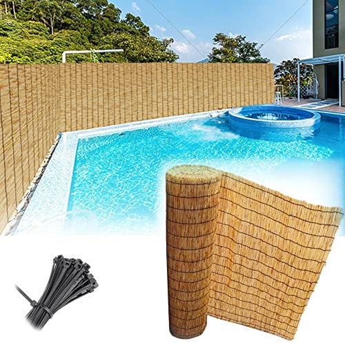 Canisse Bambou,Clôture en Roseau Naturel,Brise-vue Balcon,Protection de La Vie Privée,Occultant,Protection Vent & Soleil,Paillis Terrasse Balcon,pour Isoler Visuellement une Clôture ( Color : Natural