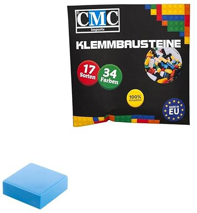 CMC imports 100 x Klemmbausteine Fliesen Tiles Bausteine 1x1 Noppen Kompatibel 34 Farben freie Farbenwahl (890 - Licht Blau)