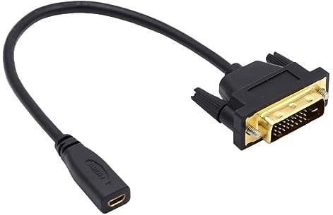 CY Câble DVI 24+1 mâle vers micro HDMI 1.4 Type-D 4K femelle câble d'extension pour ordinateur HDTV carte graphique UHD 20 cm