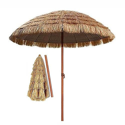ARtsim Knickbar Sonnenschirm für Garten Bast Strandschirm Hawaiischirm Stahl Terrassenschirm Marktschirm Ø 240CM 200CM (Color : Braun, Size : 200cm)