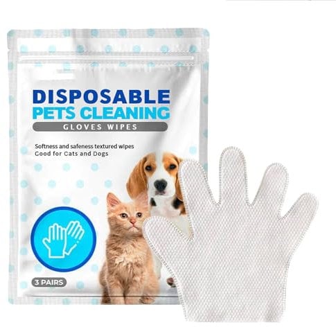 GNAUMORE Dog Cleaning Glove Cloths, Gloves and Cloths for Cleaning Pets, Disposable Cleaning Gloves for Pets, Disposable Pet Cleaning Glove Cloths