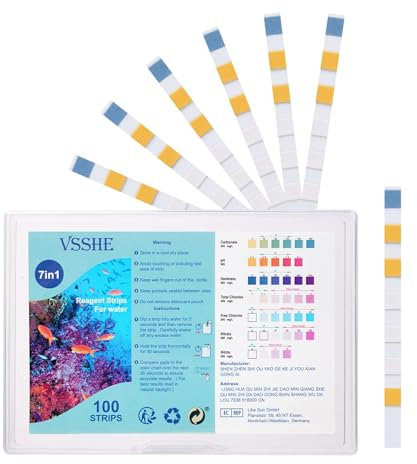 Adiwo Aquarium Test Strips, 7 in 1 Fish Tank Test Kit, Freshwater Saltwater Aquarium Water Test Kit to Detect pH Nitrite Nitrate Chlorine Carbonate Hardness, Testable in 60 seconds (GH & KH) (100 Pcs)