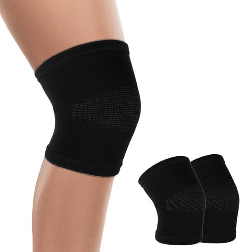 Andibro Kids Knee Sleeve Brace, 1 Pair Knee Compression Sleeve Breathable Children Knees Support Pad Elastic Soft Knees Protectors for Volleyball Football Dance Yoga Tennis Running Cycling Climbing(L)