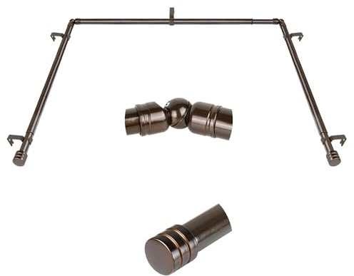 HOTOZON Gardinenstangen für Erkerfenster, robuste Gardinenstangen für Erkerfenster, 81,3-213,3 cm (Mittelstange), 81,3-147,7 cm Seitenstangen für Fenster, antike Bronze, dekorative Gardinenstangen