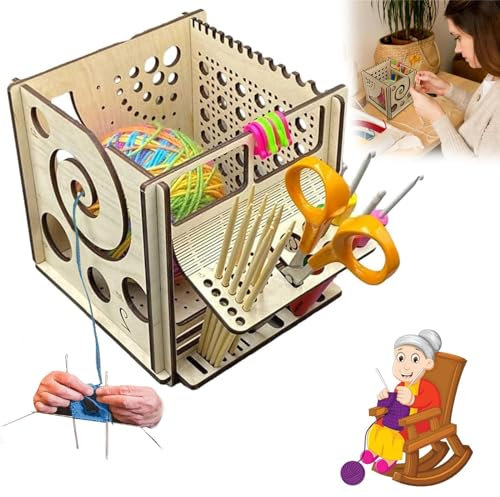 CHEFFS All-in-One Wooden Yarn Bowl, Multifunctional Yarn Bowl For Knitting, Wooden Yarn Bowl Knitting Bowl, Knitting Bag Yarn Storage, Yarn Ball Holder Knitting Bowl Storge Crocheting Accessories