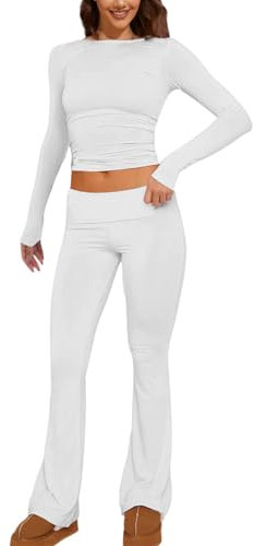 DondPO Lounge Set Damen Skims, Cotton XXL Einfarbig Hausanzug Freizeitanzug Slim Fit Langarm Elegant Y2K Trainingsanzug Lounge Set Jersey Set Eng Warm Comfy Skims Lounge Set Yoga Set