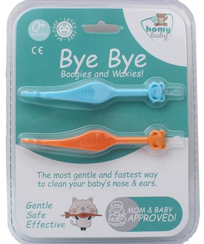HOMYBABY® Pinza Sacamocos Bebe - Limpiadores nasales y de oídos para bebés y niños - Eliminación de cerumen y mocos - Limpia de forma fácil y segura la nariz y la cera del bebé