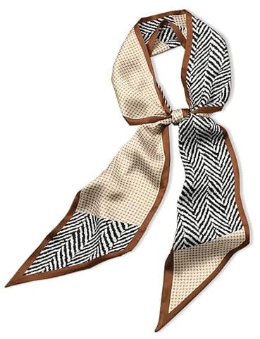 Weximil Modischer Satin-Schal für Haare, 150 x 15 cm, Strand-Kopfbandage, Halstücher für Damen, leichtes Handtaschen-Zubehör, 008, Small