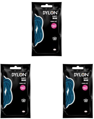 DYLON Hand Dye, Fabric Dye Sachet for Clothes, Soft Furnishings and Projects, 50 g - Navy Blue (Pack of 3)