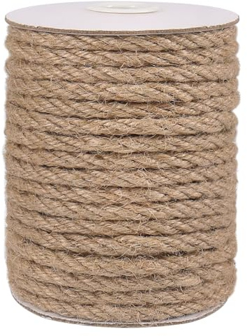 Vivifying 6mm Jute Rope, 50 Feet Strong Natural Jute Twine for Crafts, Cat Scratching Post, Garden Plants, Bundling and Hanging (Brown)