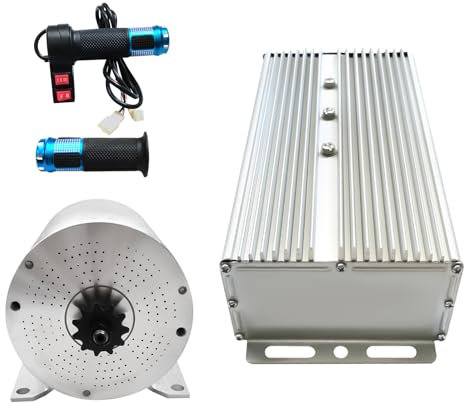 Begoniape Elektrischer Bürstenloser Motor 3KW 72V Elektromotor Brushless Motor Kit mit Drehzahlregler Brushless Electric Motor bis 6600RPM Aluminium Motorräder DC