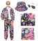 80er 90er Jahre Kostüm Trainingsanzug für Herren, 80er Retro Outfit mit Fischerhut Sonnenbrille, Mode Sportbekleidungs für Fasching Disco Party (rosenrot, XL)