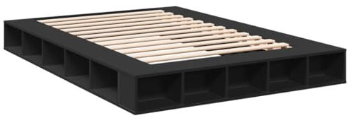 vidaXL Bettgestell, Bett mit Stauraum für Schlafzimmer, Bettrahmen mit Lattenrost, Schlafzimmerbett Doppelbett, Schwarz 160x200cm Holzwerkstoff