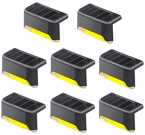jindaaudio Luce solare per piscina, luce bianca calda, luci solari per esterni, impermeabile, luci a LED per gradini, scale, recinzioni, patio (confezione da 8, nero)
