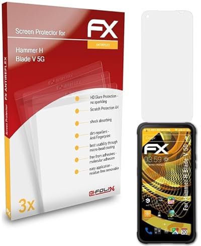 atFoliX Panzerfolie kompatibel mit Hammer H Blade V 5G Schutzfolie, entspiegelnde und stoßdämpfende FX Folie (3X)
