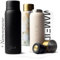 MAMEIDO Thermoskanne personalisiert 1l mit Becher - auslaufsichere Isolierkanne mit Namen, personalisertes Geschenk mit individueller Namensgravur (Rich Black, 1.000ml)