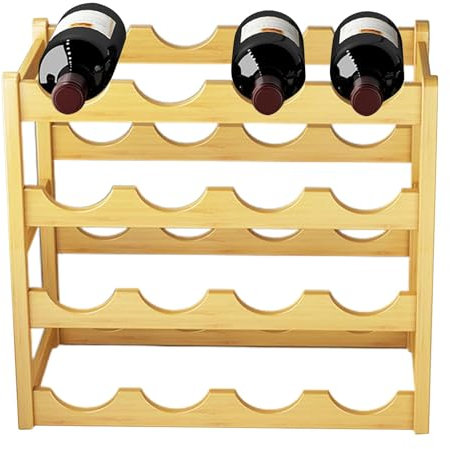 Weinregal für Innenschrank, Weinregal Theke - Rustikaler Flaschenhalter für 20 Flaschen für Schrank | Weinregal, 4 Ebenen stapelbar, platzsparend, für die ra