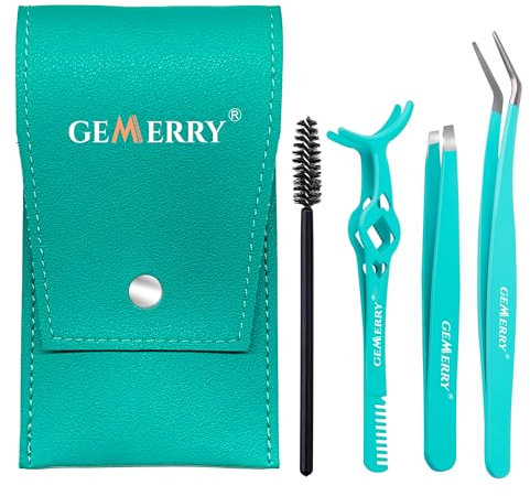 GEMERRY Pince a Epiler Professionnell, Pince a Epiler Kit pour Sourcils de Precision- Ensemble de 4 Pincettes Acier Inoxydable pour Enlèvement des points noirs, poils Incarnés, Les Cils
