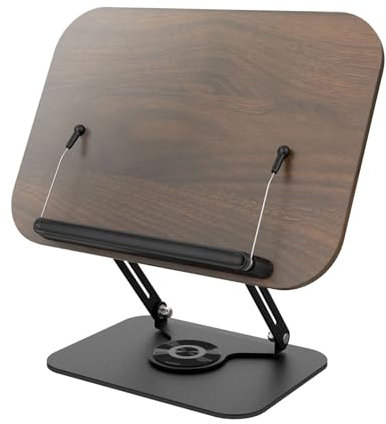 Atril Para Libros,Soporte de Libros para Lectura con Base Giratoria de 360°y Clips para Leer, Ajustable Plegable Soporte de para Portátil,Soporte de Lectura,Soporte de Recetas para Partituras,Libro