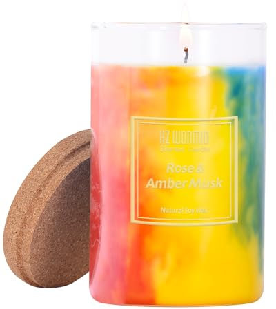 HZ-WONMIO Scented Candles | Rose Candle|Hand-Poured Soy Wax Candles | 60-Hour Burn Time | Aromatherapy Candle |Tie-Dye Effect| Holiday Candle Gifts for Women
