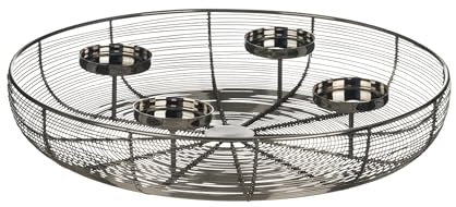 EGLO LIVING Adventskranz Hagony, Kerzenhalter Gestell für 4 Adventskerzen, Advent Kerzenständer für Stumpenkerzen, Tischdeko Weihnachten aus Metall in Silber, ⌀ 45 cm