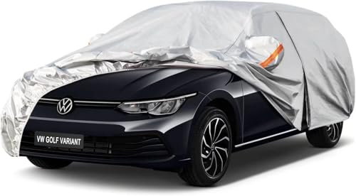 Kayme Kombi Autoplane Wasserdicht Atmungsaktiv für VW Golf Variant Alltrack (2007-2025), 6 Schichten Vollgarage Autoabdeckung für Regen Sonne Staub Schutz, Autoabdeckung mit Reflektierenden Streifen.