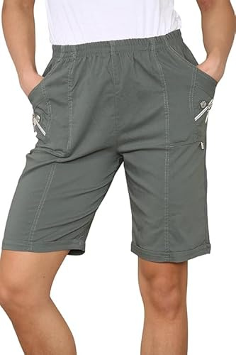 ANZEE Ladies Cherry Berry Shorts - Women's Plain Stretch Fit Pull On Elasticated Waist Summer Short Pants Size UK 10-24
