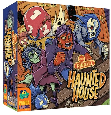 Pandasaurus Games, Boxtop Pinball: Haunted House, Family Game in English for 1 to 4 Players Ages 8+