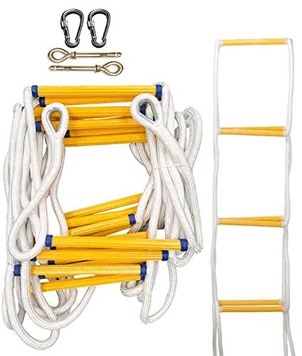 PNAJFUEL Strickleiter,Notfall Feuer Escape Ladder Weiche Leiter Zum Klettern Rahmen Mit Haken Für Haus Klettern Feuer Escape/12M/39Ft