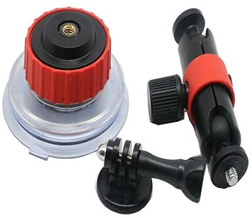 Gatuida 360° Rotating Suction Cup Mount for Action Cameras Black Red Easy Install No Tool Required Strong Suction Power