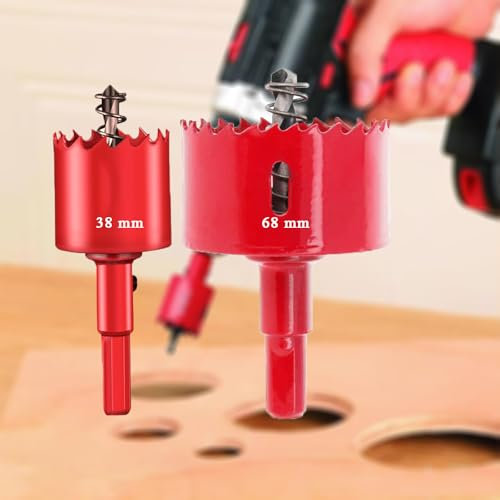 Scie cloche bi-métal 68 mm, 2pcs Scie Cloche 68mm et 38mm, M42 HSS Bimétallique Scie Trèpan, Robuste Perceuse à Percer pour Fer, Aluminium, Bois, Cloison Sèche, Tuyau, Panneau de Fibres de Bois