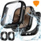 Neitra 2 Stück wasserdichte Hülle für Apple Watch Series 10 42mm Schutzhülle mit HD Glass Displayschutzfolie, Hart PC Voller Körper Kratzfest Gehäuse Cover für Apple Watch Series 10 42mm