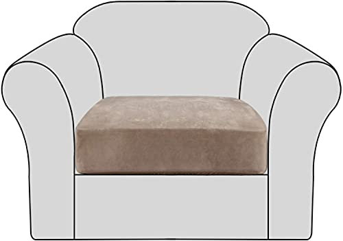 Sofa überzug Sofabezug, Stretch-Samt, Couch-Kissenbezug, Plüsch-Kissenbezug für Sessel, Zweisitzer, Sofakissen, Möbelschutz, Sitzkissen, Sofabezug mit elastischer Unterseite, waschbar (Taupe, 1 Stück