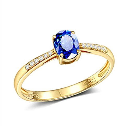 KnSam Damen Goldschmuck Verlobungsring Damen Gold 18K 750, Partnerringe 0.66ct Topas Ewigkeitsring Eheringe mit Ovalschliff Partnerringe Gr.45 (14.3)