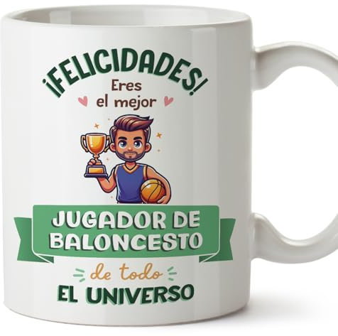 MUGFFINS Tazas para JUGADOR DE BALONCESTO hombre - En Español - Mejor Universo Trofeo - 11 oz / 330 ml - Regalo original y divertido