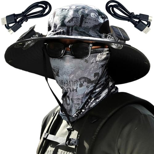 Sun Protection Cooling Cap Men Solar Fan Hat 1 Set Outdoor with Large Brim 2 Fans Windproof Strap or Usb Charging Anti-uv Great H