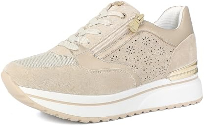 inblu Scarpe da Ginnastica Donna con Fiori Traforati, Chiusura con Lacci E Cerniera Scarpe da ginnasticaDonna