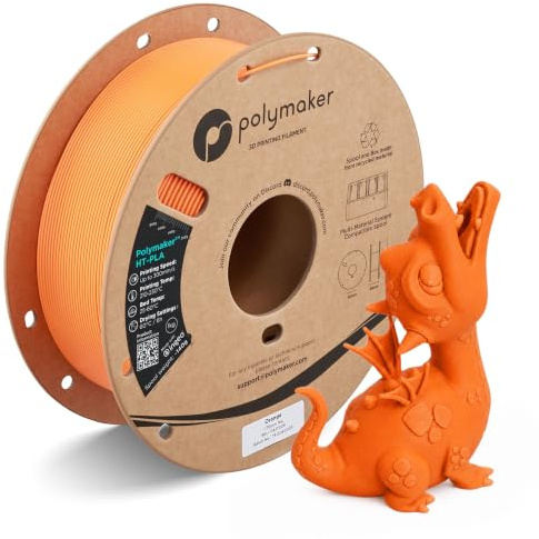 Polymaker HT-PLA Filament, 1,75 mm, Orange, Hochtemperatur-PLA für 3D-Druck, hitzebeständig bis 150 °C, einfach zu drucken, funktioniert mit den meisten FDM-Druckern, 1-kg-Spule