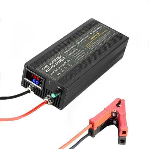 Capacity.Li Cargador de Baterías LiFePO4 14.6V 60A, Regulación de Voltaje Preciso 0-15V Multivueltas, Cargador Rápido de Baterías de Litio 12V 60A con Carga Automática al Conectar