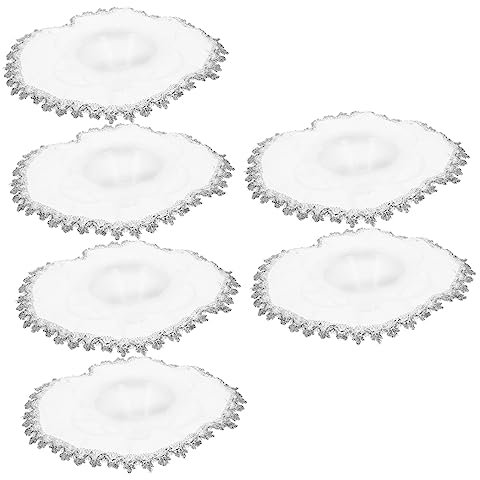 Homoyoyo Bouquet Lace Hat 6Pcs for Wedding Bride Flower Arrangement Lace Holder DIY Bridal Bouquets Craft Supplies Silver Edge