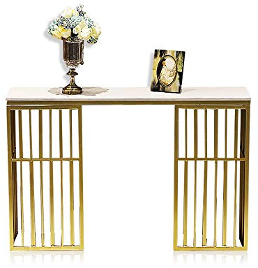 JYBNBBE Console en Fer forgé, Meuble d'entrée en marbre, Table de Salon, canapé, doré, 76 x 28 x 74 cm