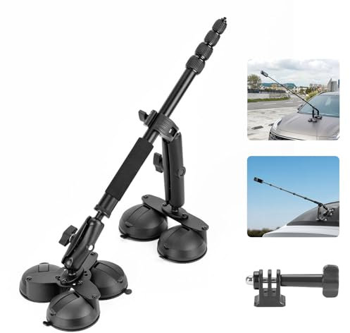BRDRC Suction Cup Car Mount for Insta 360 X5 X4 X3, Window Windshield Mount Kit with 1.5M Extension Pole Selfie Stick for Insta 360 X5 X4 X3 X2 X ONE RS R Go 3S Ace Pro, for GoPro Camera Accessories
