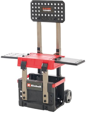 Einhell E-Case Werkbank 85-TLG., Größe ca. 70x33,5x95 (H) cm, Die erste transportfähige und mitwachsende Werkbank für Kinder. 3 Spielhöhen. Enthält reichlich Zubehör.